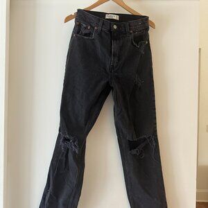 Black Distressed Abercrombie & FItch 90's Straight Ultra High Rise